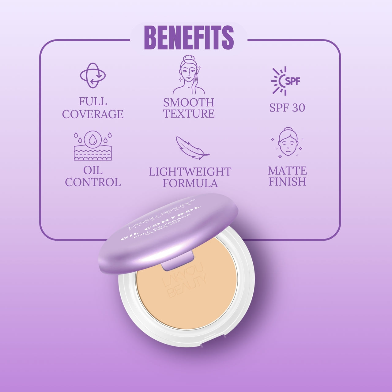 Lakyou Beauty - Filter Face Oil Control 2-in-1 Compact Powder | Matte Finish for Oily Skin
