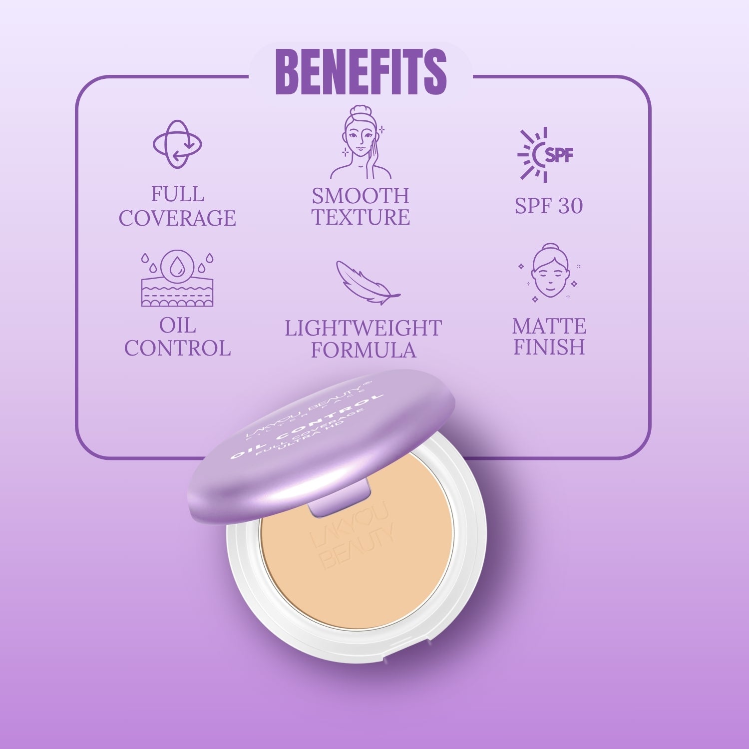 Lakyou Beauty - Filter Face Oil Control 2-in-1 Compact Powder | Matte Finish for Oily Skin