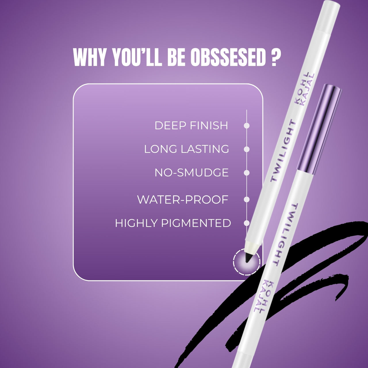 Lakyou Beauty - Filter Face Twilight Kohl Kajal | Intense Smudge-Proof Waterproof 12H Kajal