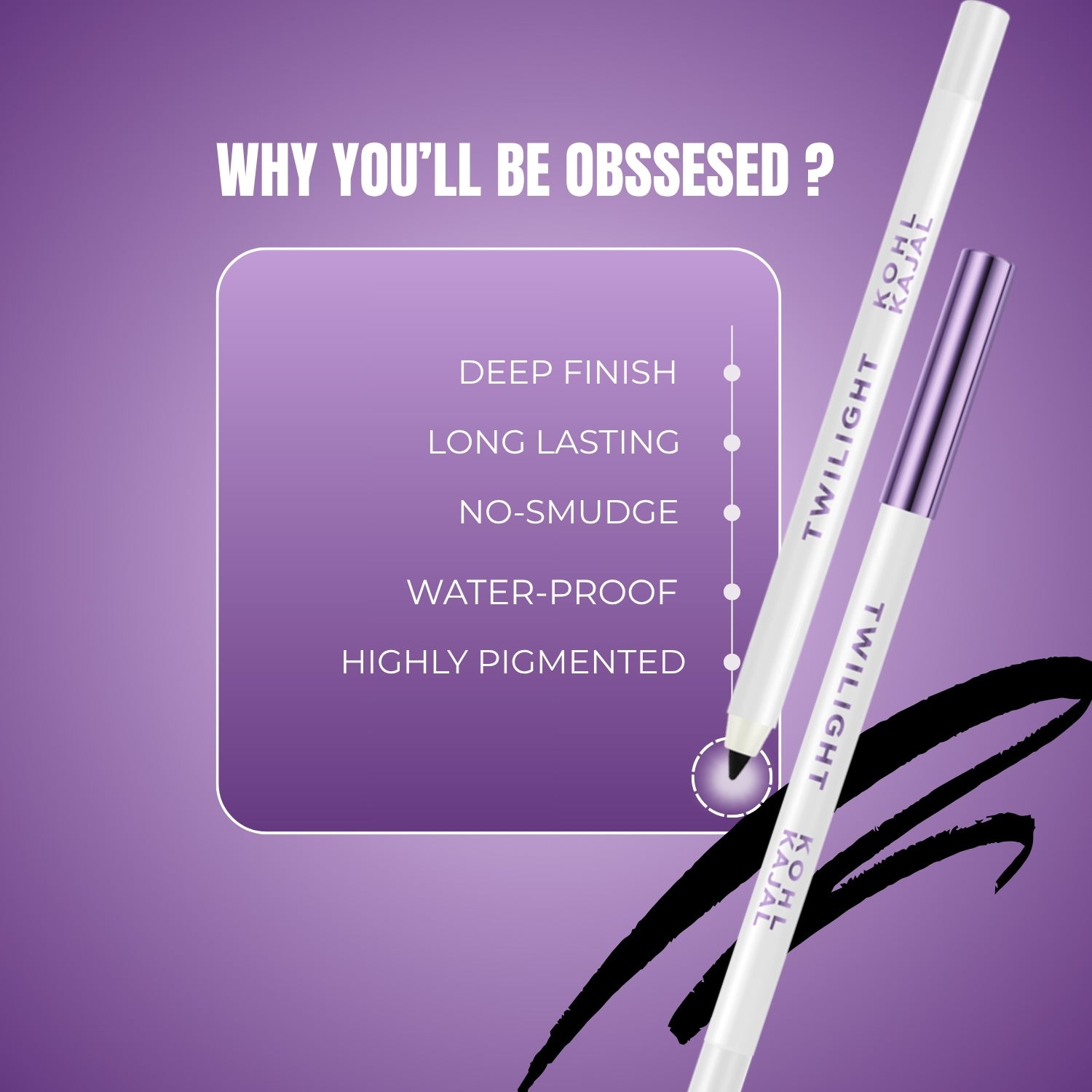 Lakyou Beauty - Filter Face Twilight Kohl Kajal | Intense Smudge-Proof Waterproof 12H Kajal