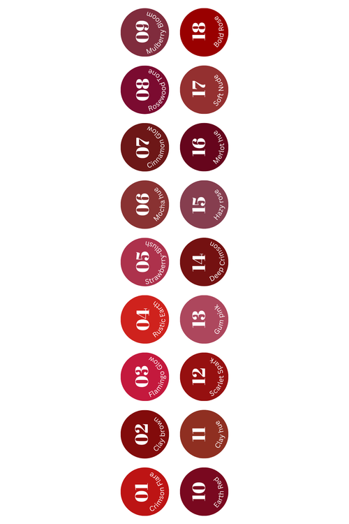 Set of red circular stickers with numbers on a white background