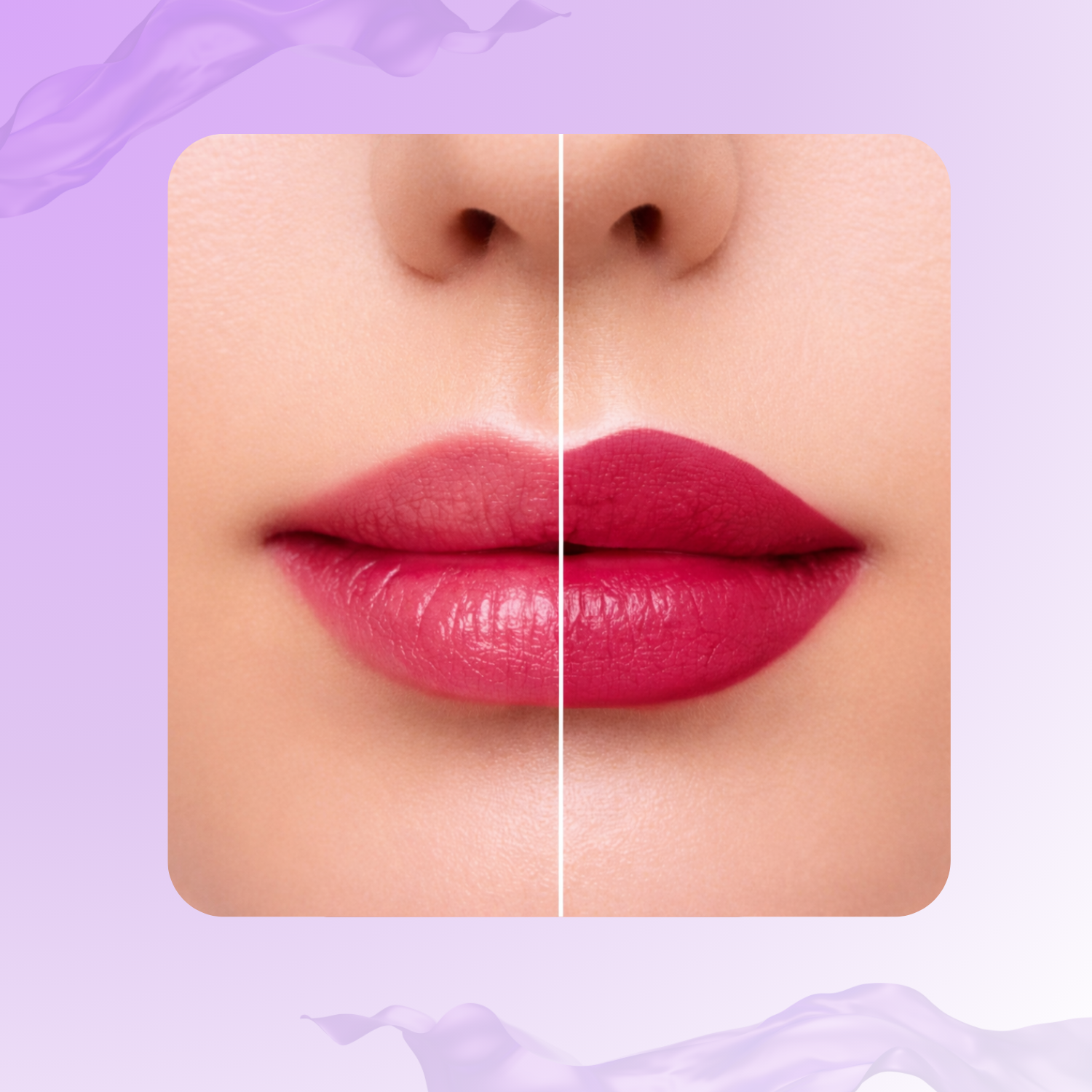 Close-up of a person's lips with a purple background