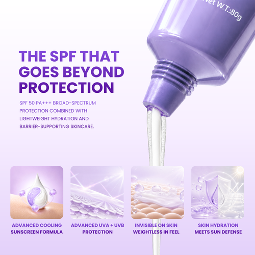 Lakyou Beauty Purple Therapy Sunscreen SPF 50 PA+++ | Broad Spectrum UV Protection