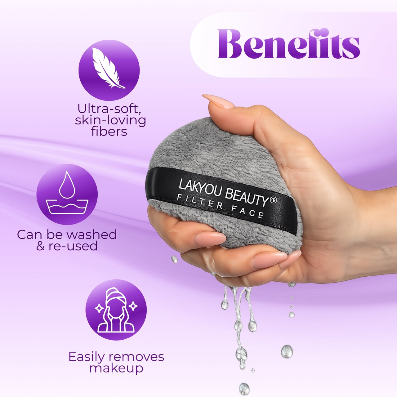 Lakyou Beauty Silk Swipe Cleansing Pad | Soft Reusable Face Cleansing & Makeup Removal Pad
