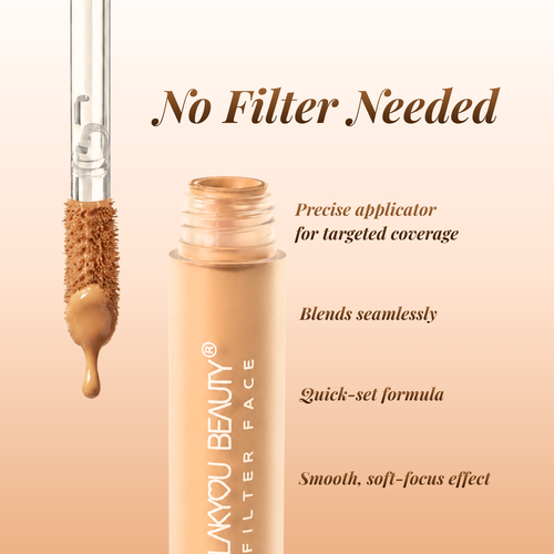 Lakyou Beauty Filter Face concealer with applicator on a beige background