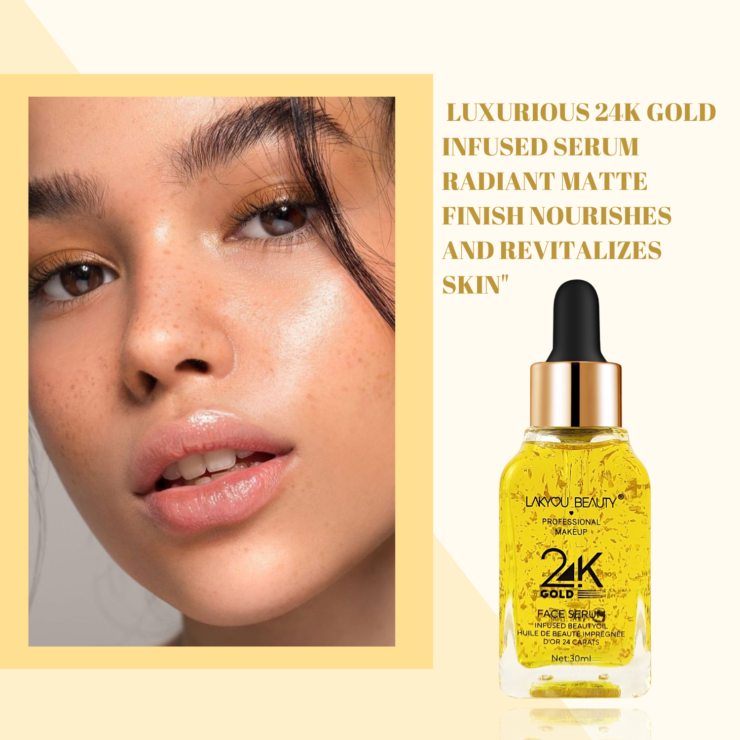 Lakyou Beauty 24K Gold Glow Serum | Brightening & Hydrating Face Serum