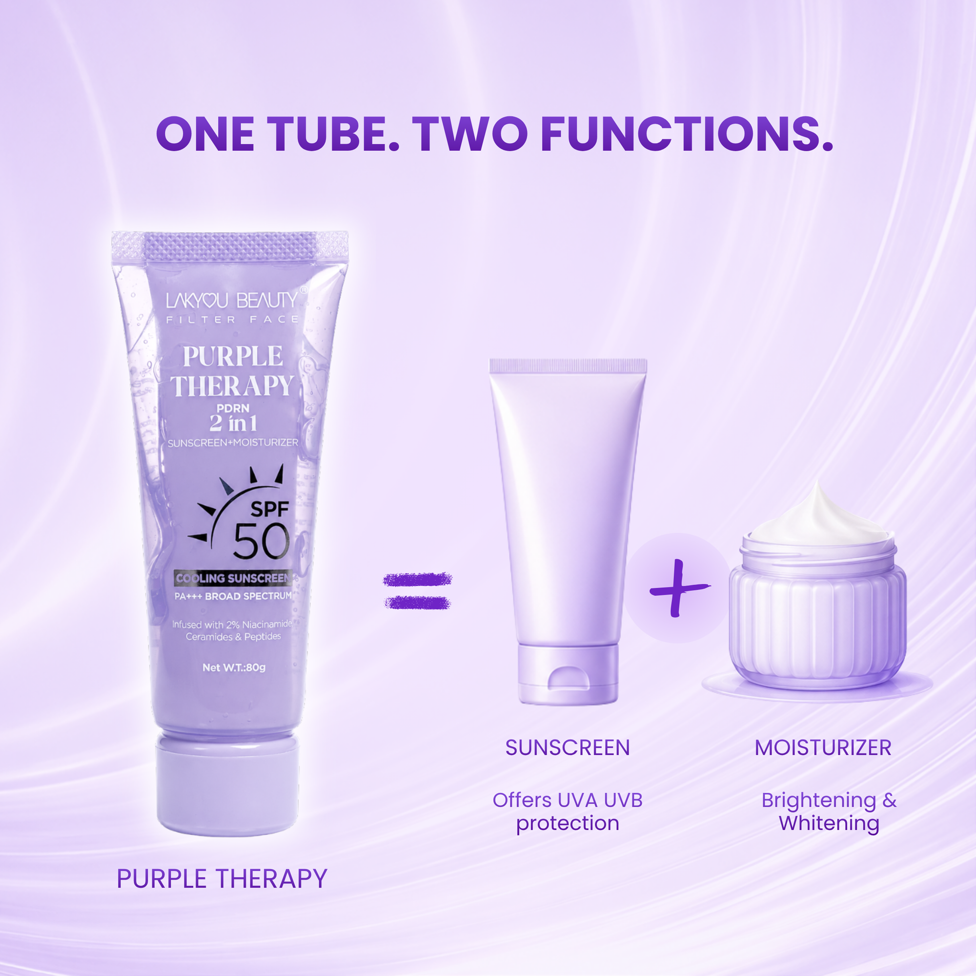 Lakyou Beauty Purple Therapy Sunscreen SPF 50 PA+++ | Broad Spectrum UV Protection
