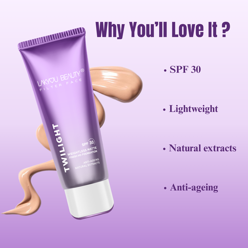 Lakyou Beauty - Filter Face Twilight Tube Foundation | Dewy Glow 24H Wear Soft-Matte Foundation