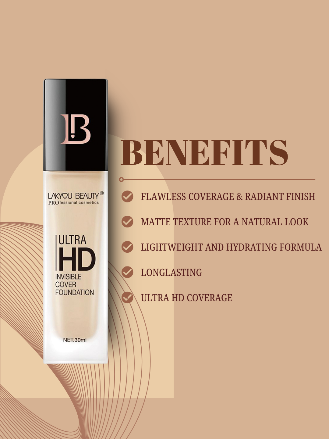 Lakyou Beauty - Ultra HD Foundation | Flawless Long-Wear Coverage
