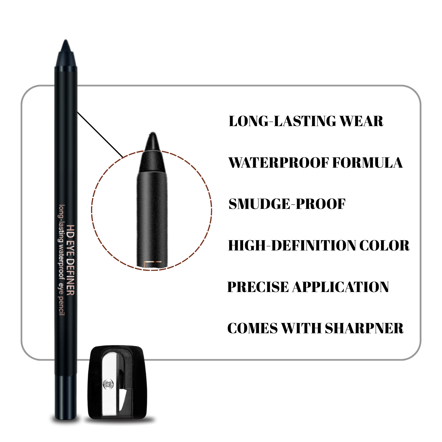 Lakyou Beauty - Kajal + Sharpener | Deep Black Smudge Proof Long Lasting Kajal