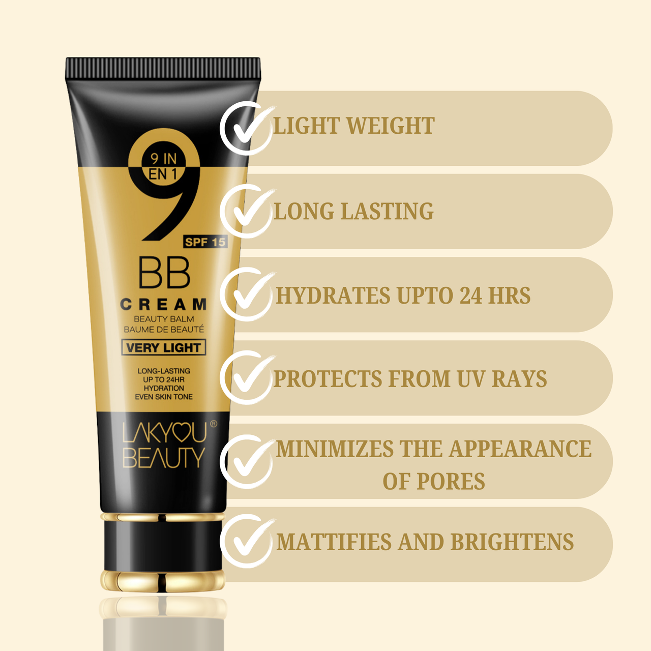 Lakyou Beauty - 9 In 1 BB Cream | All In One Skin Perfecting Glow Cream