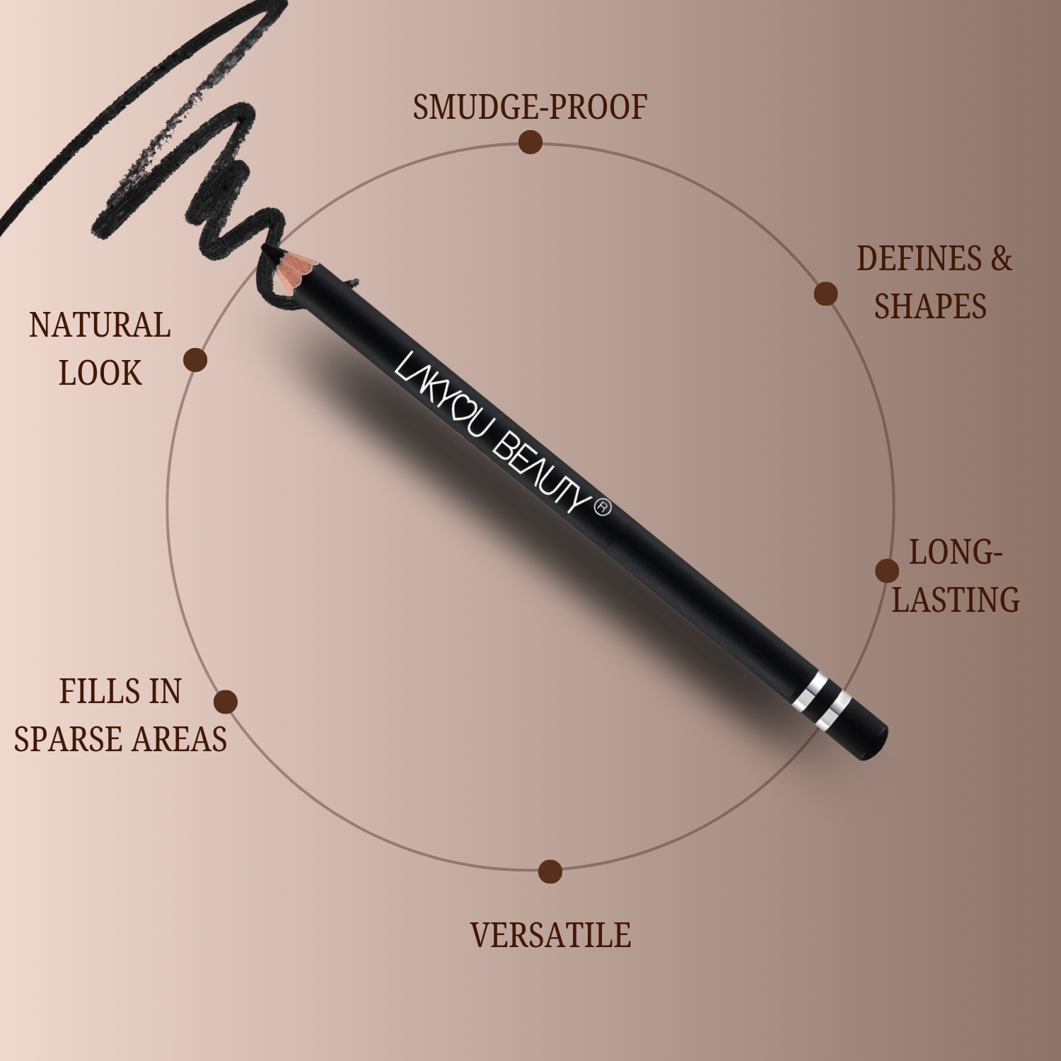 Lakyou Beauty - Eyebrow Pencil in India | Waterproof Smudge-Proof Brow Definer
