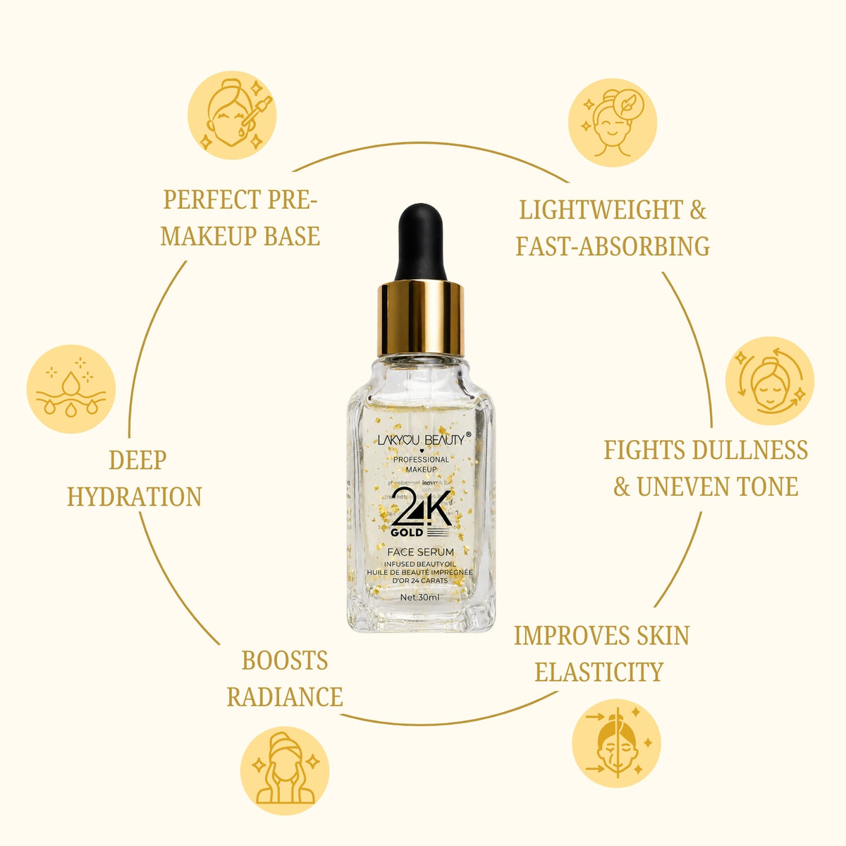 Lakyou Beauty - 24K Gold Glow Serum | Brightening & Hydrating Face Serum