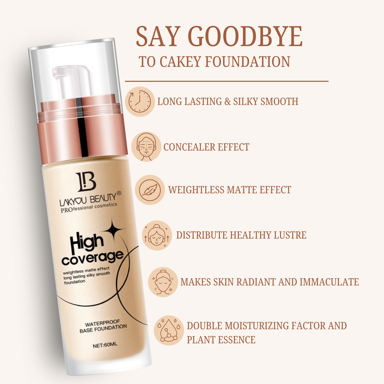 Lakyou Beauty - High Coverage Foundation | Full Coverage Matte Finish