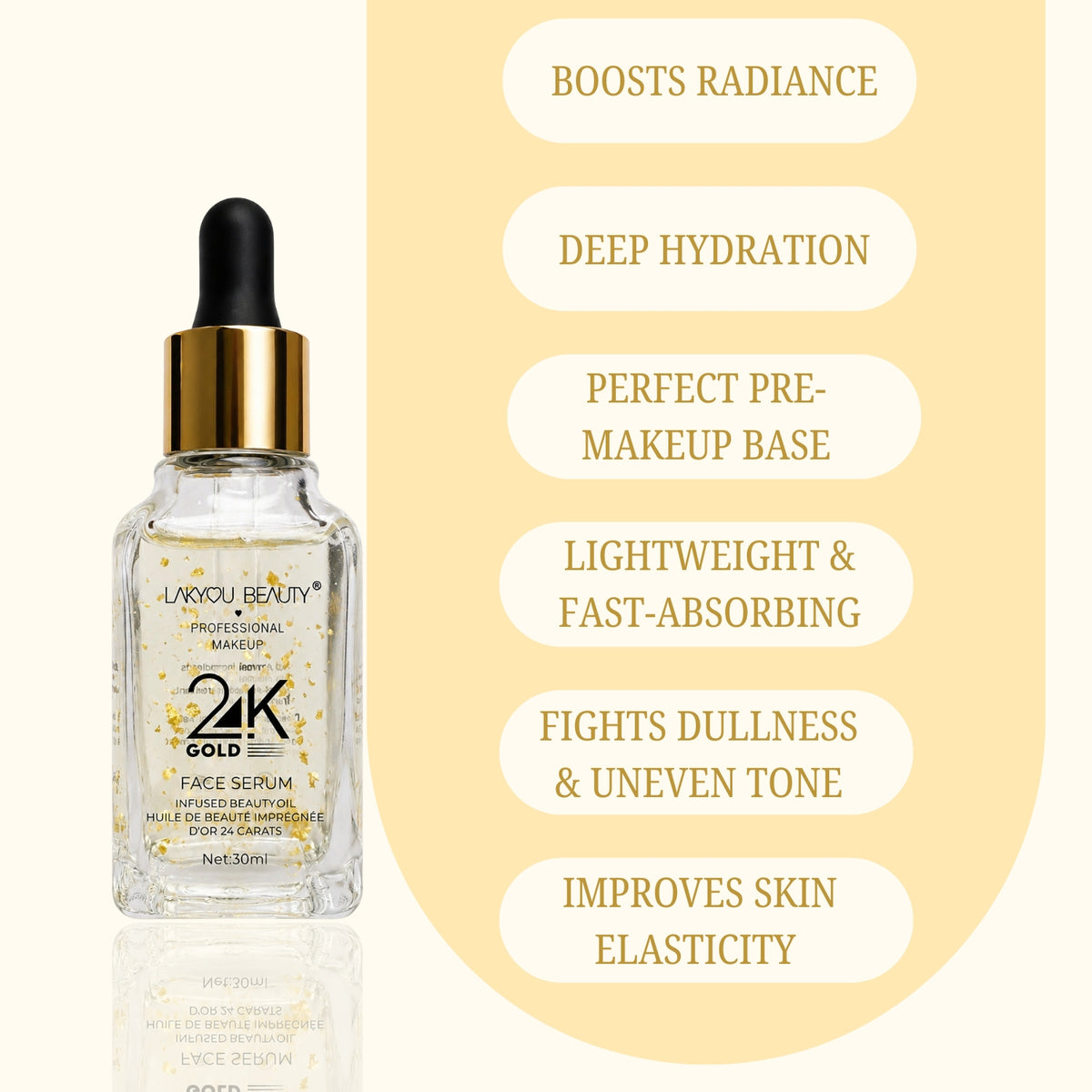 Lakyou Beauty - 24K Gold Glow Serum | Brightening & Hydrating Face Serum