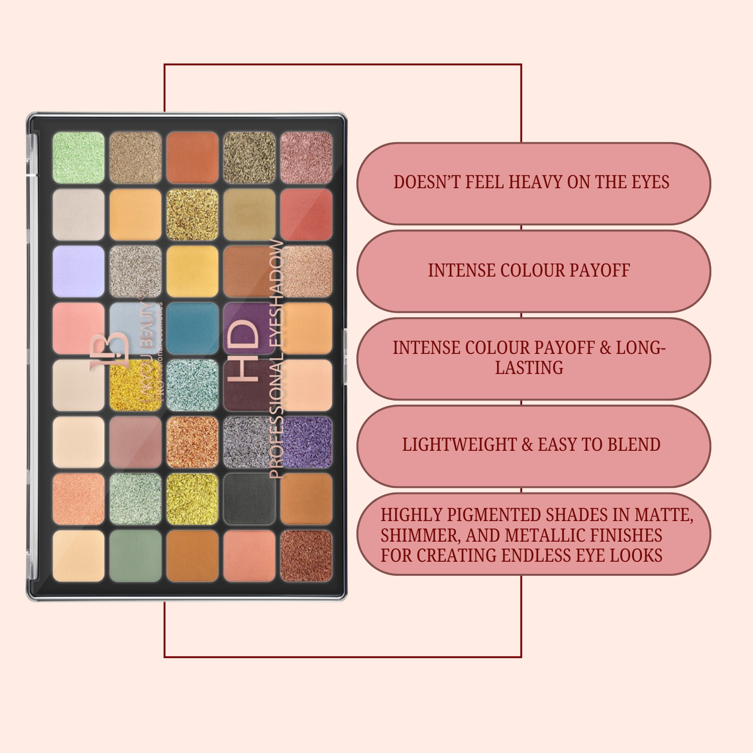 Lakyou Beauty - HD Professional Eyeshadow Palette | Highly Pigmented Matte & Shimmer Shades