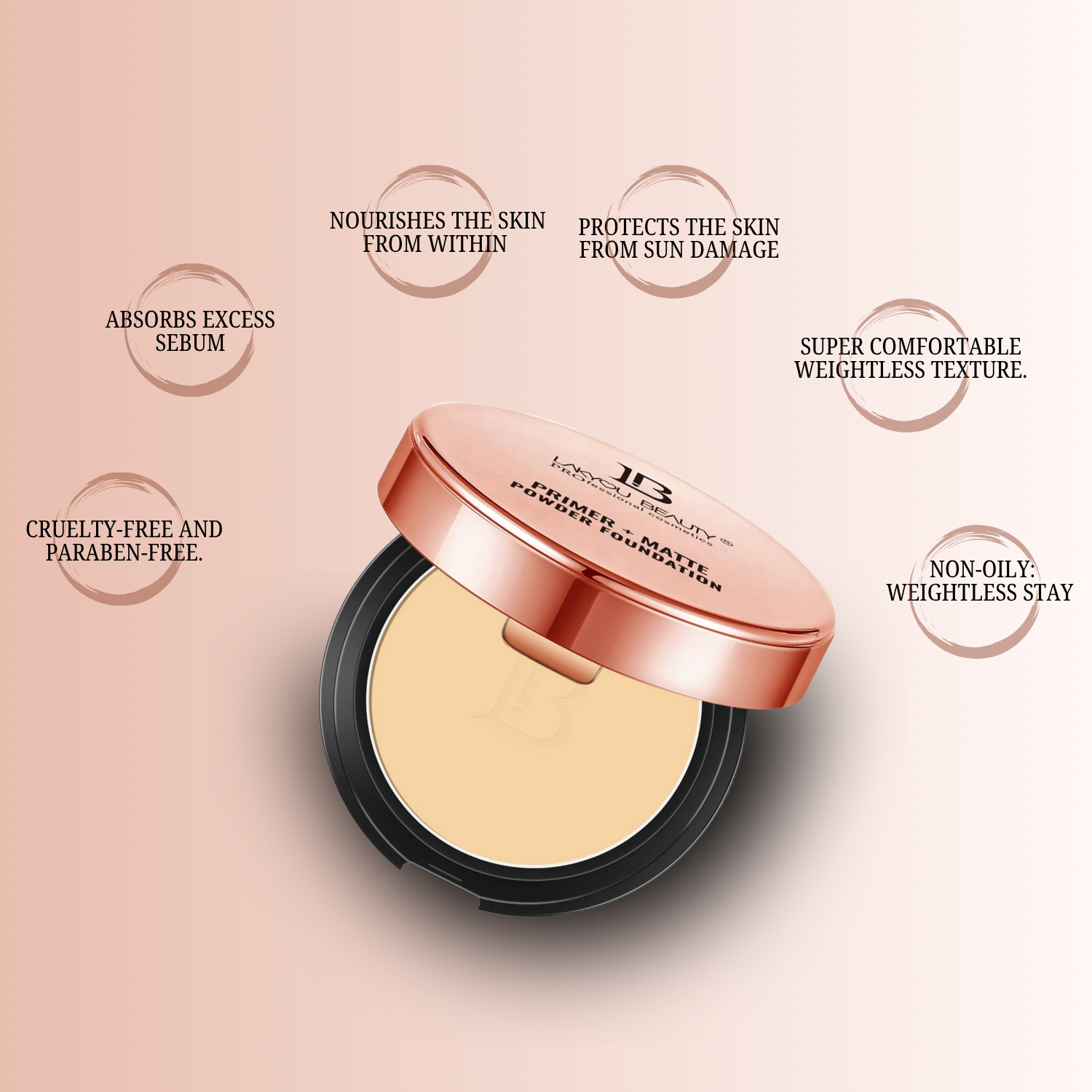 Lakyou Beauty - Prime+Matte Powder Foundation | Smooth Matte Finish Compact Powder