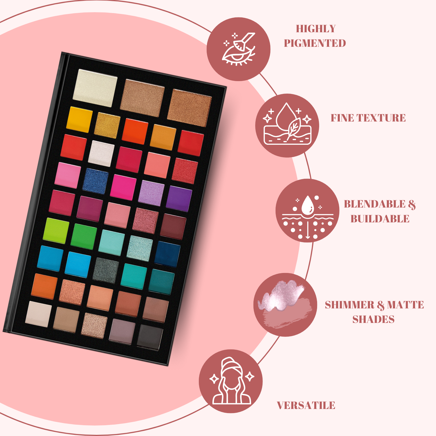 Lakyou Beauty - Diamond Eyeshadow Palette | Highly Pigmented Shimmer & Matte Shades