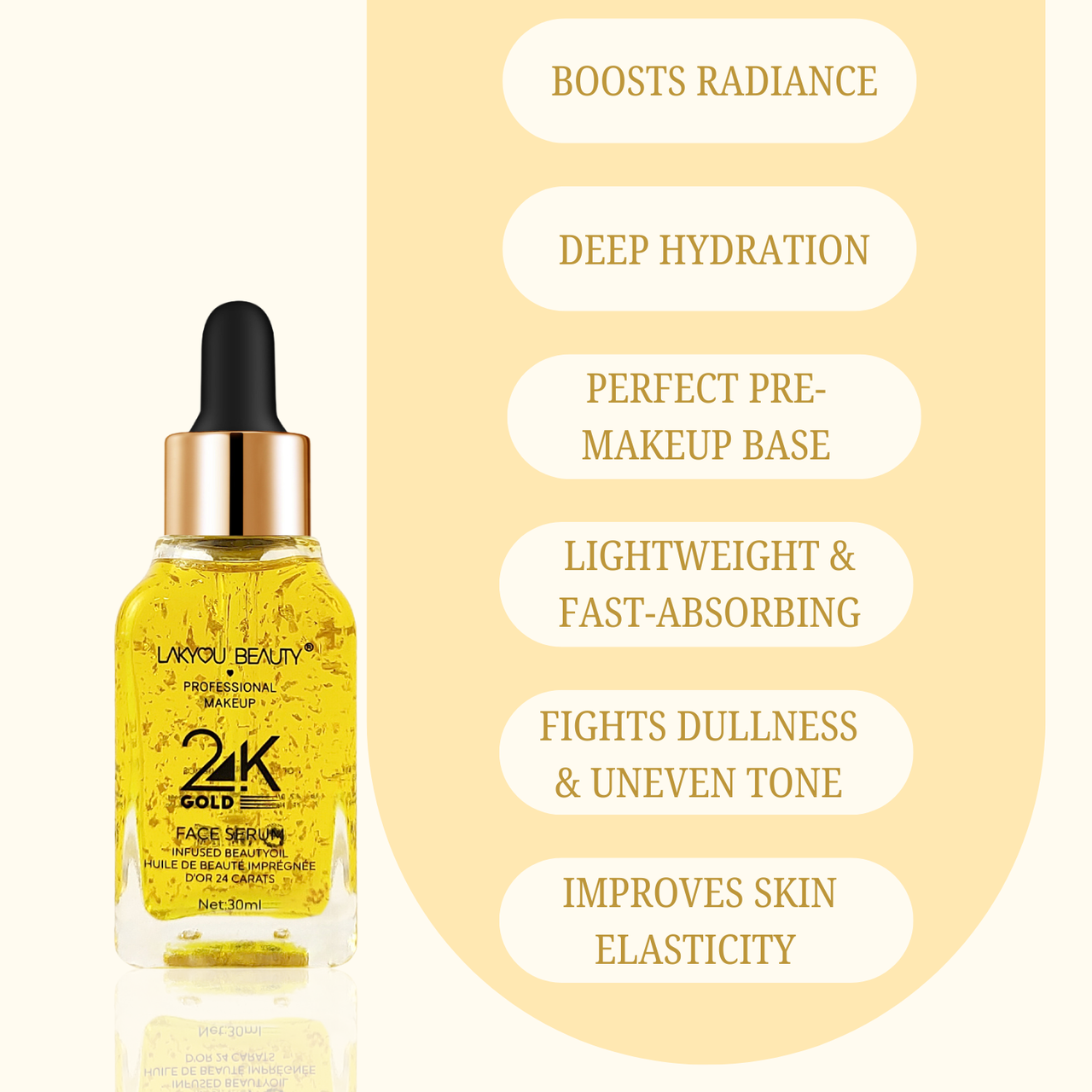 Lakyou Beauty 24K Gold Glow Serum | Brightening & Hydrating Face Serum