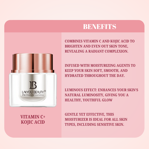 Lakyou Beauty Vitamin C Kojic Acid Brightening Cream | Dark Spot & Glow Cream
