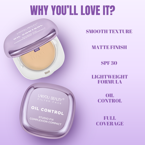 Lakyou Beauty - Filter Face Oil Control Studio Fix Compact | Studio-Grade Professional Matte Coverage