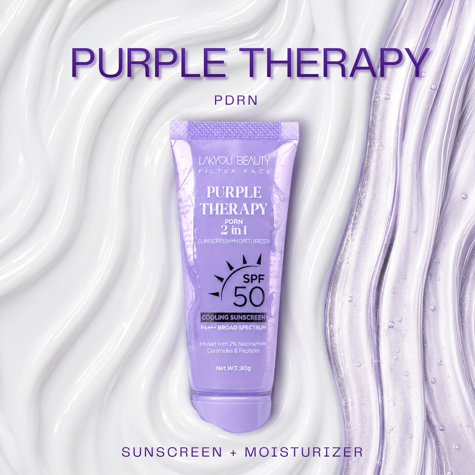 Lakyou Beauty Purple Therapy Sunscreen SPF 50 PA+++ | Broad Spectrum UV Protection