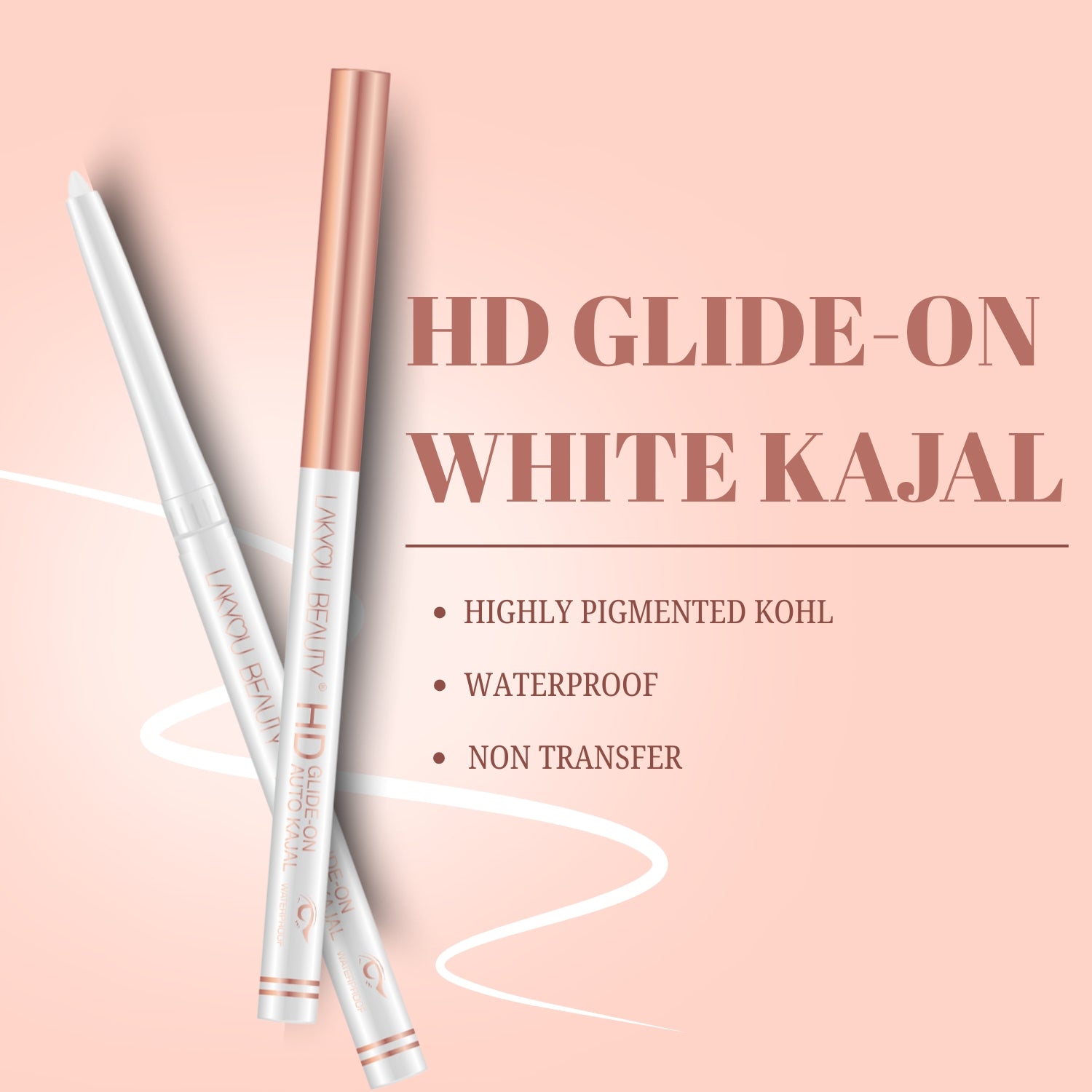 Lakyou Beauty - White Kajal | Waterproof Smudge Proof Brightening Eye Kajal