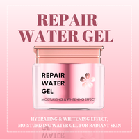 Repair water gel jar with pink background and text highlighting moisturizing and whitening effects.