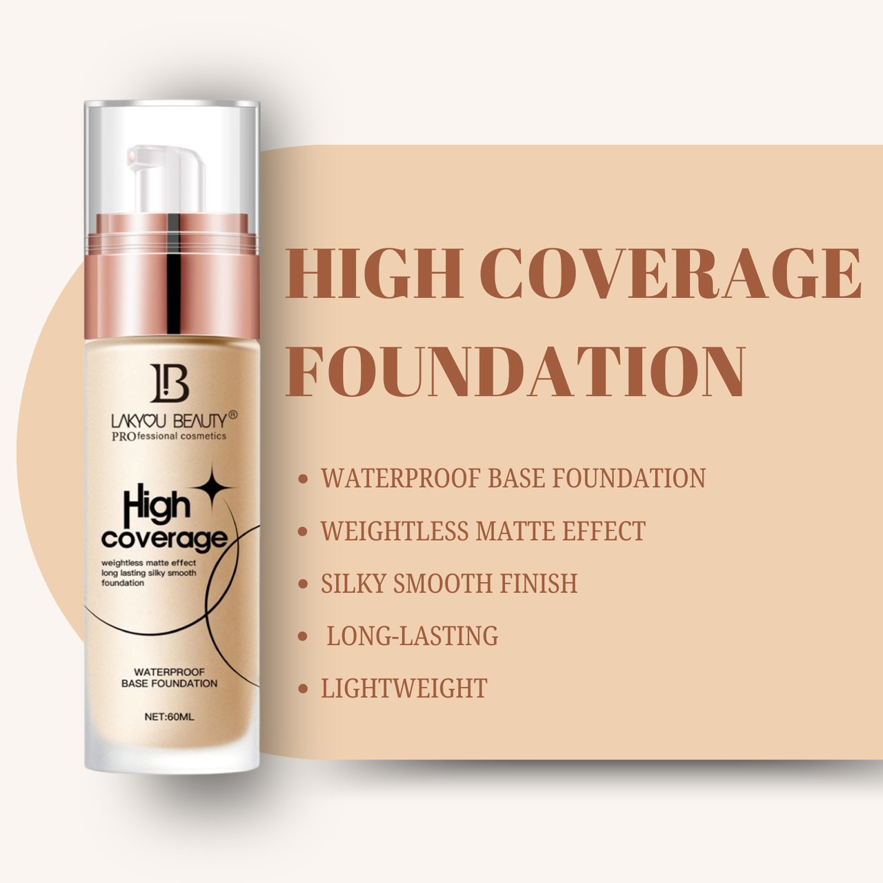 Lakyou Beauty - High Coverage Foundation | Full Coverage Matte Finish