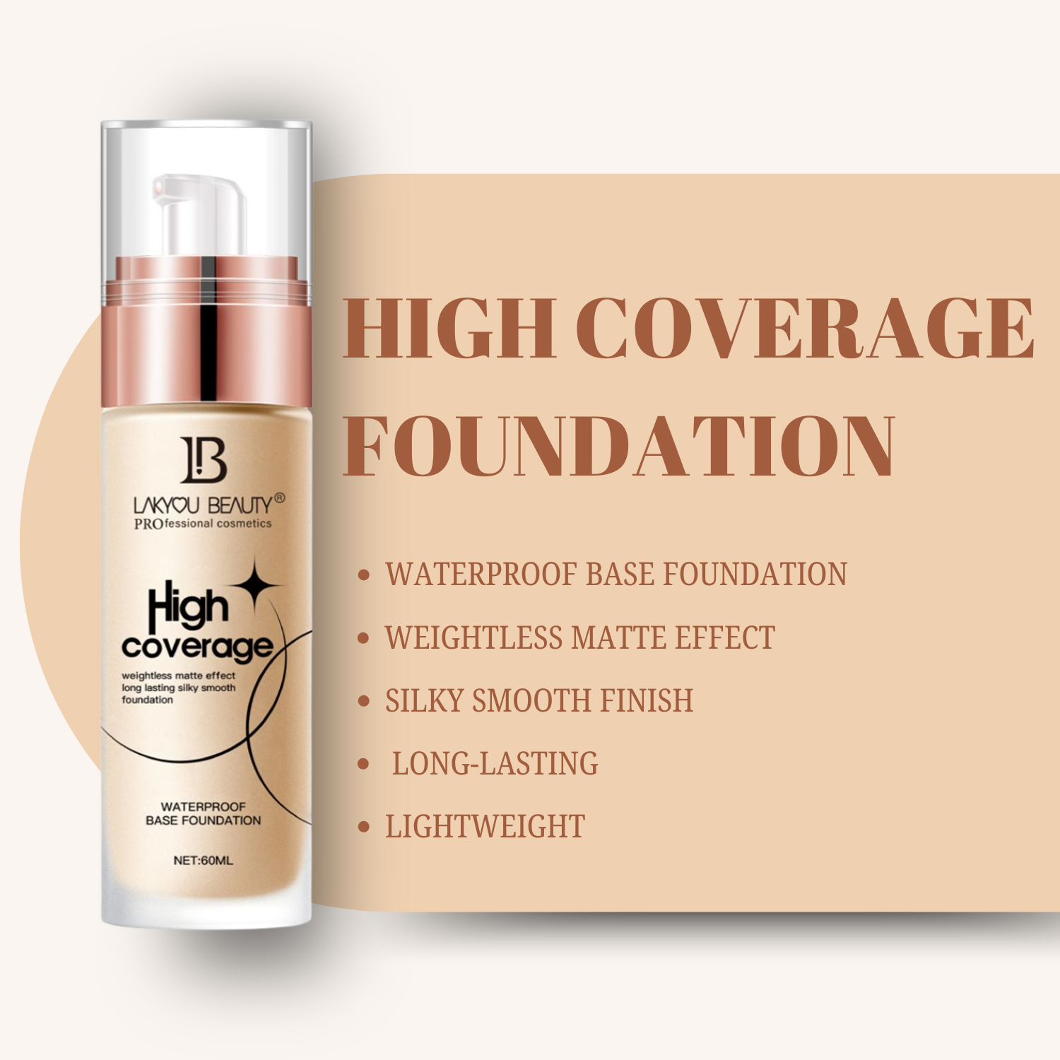 Lakyou Beauty - High Coverage Foundation | Full Coverage Matte Finish