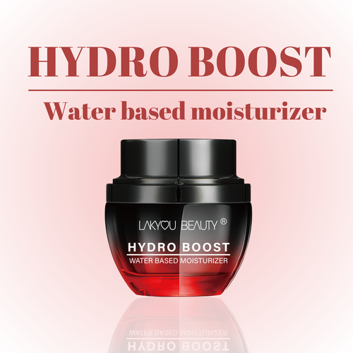 Lakyou Beauty Hydro Boost water-based moisturizer jar on a pink background