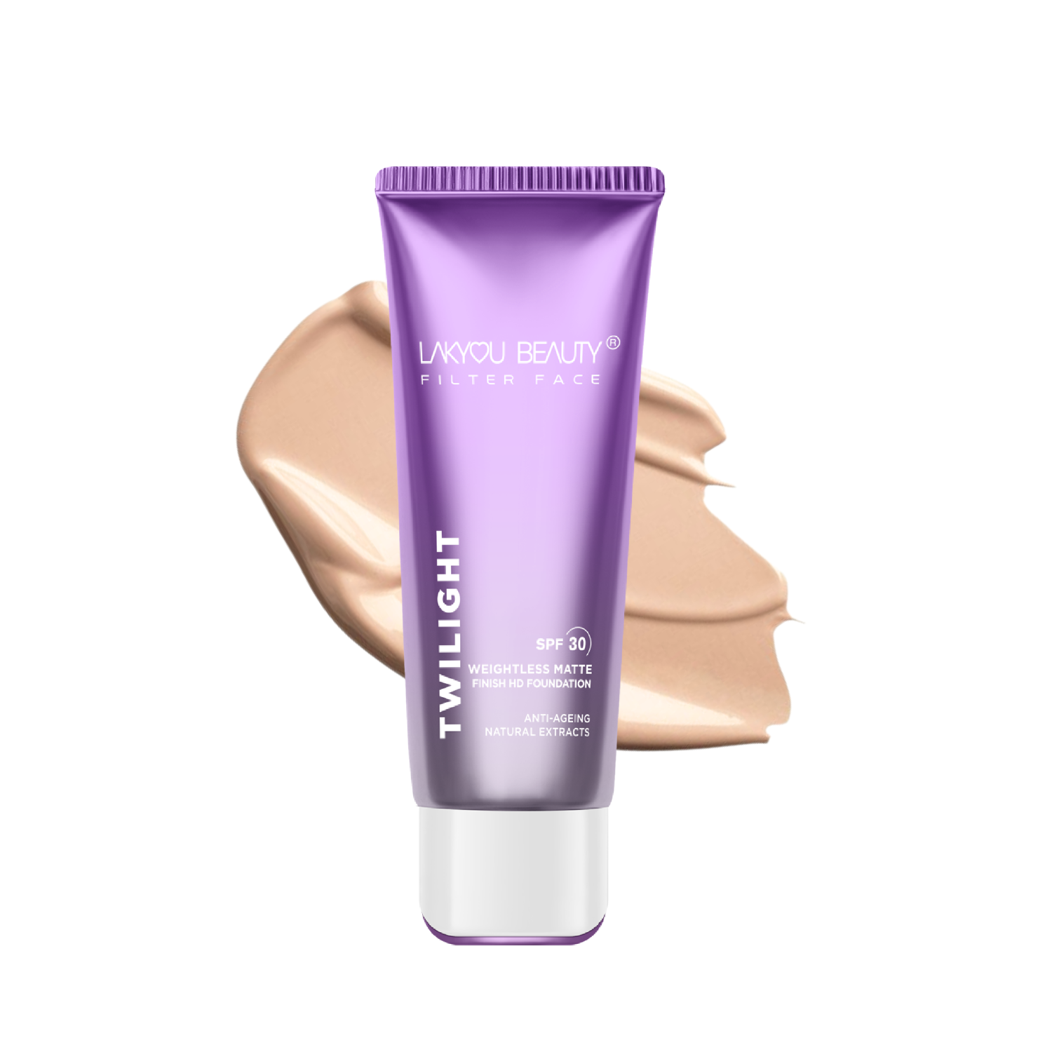 Lakyou Beauty - Filter Face Twilight Tube Foundation | Dewy Glow 24H Wear Soft-Matte Foundation