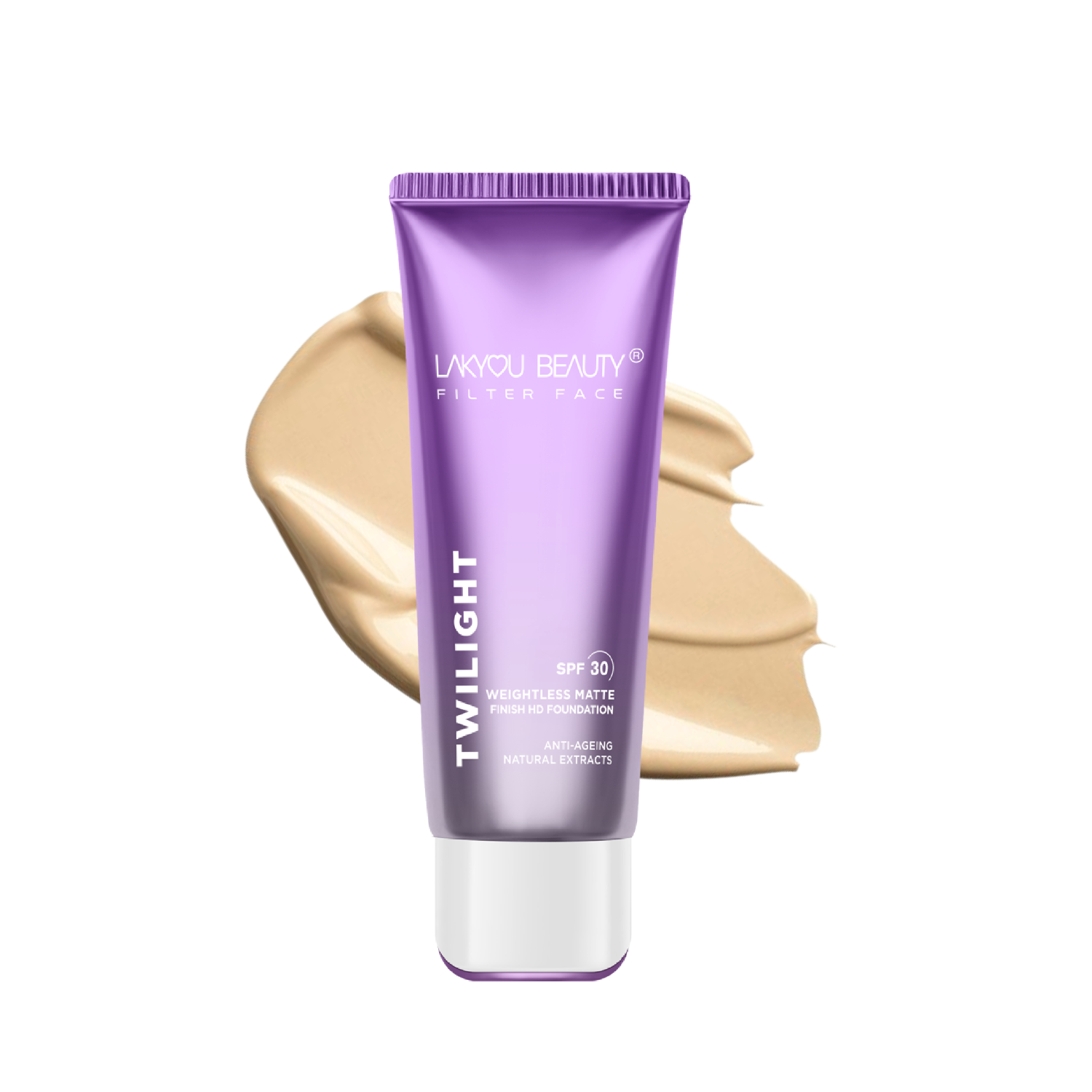 Lakyou Beauty - Filter Face Twilight Tube Foundation | Dewy Glow 24H Wear Soft-Matte Foundation