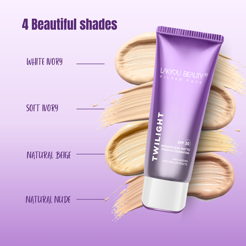 Lakyou Beauty - Filter Face Twilight Tube Foundation | Dewy Glow 24H Wear Soft-Matte Foundation