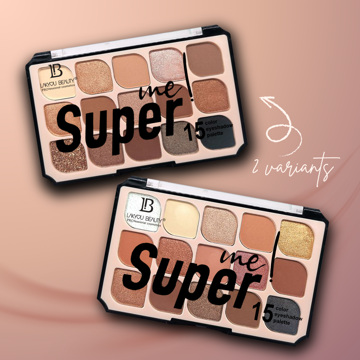 Lakyou Beauty - Super Me 15 Color Eyeshadow Palette | Velvet Matte & Shimmer Eye Colors