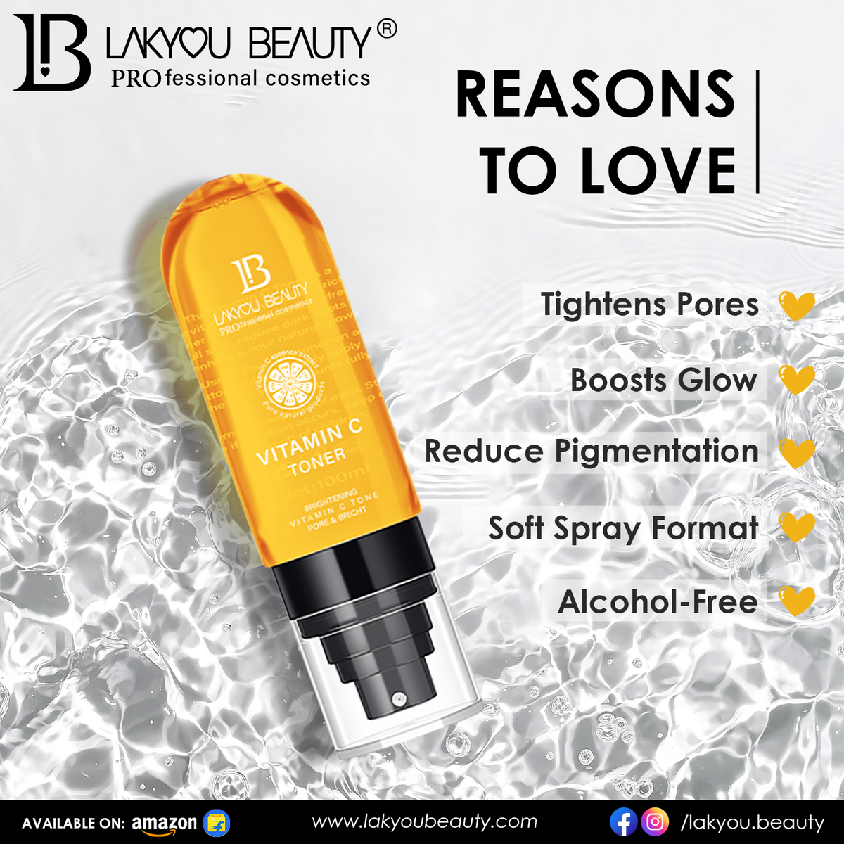 Lakyou Beauty Vitamin C Toner | Brightening & Hydrating Face Toner for Glowing Skin