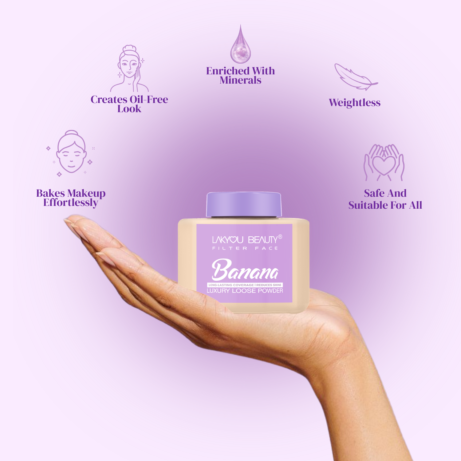Lakyou Beauty -Filter Face Banana Loose Powder | Colour-Correcting Brightening Setting Powder