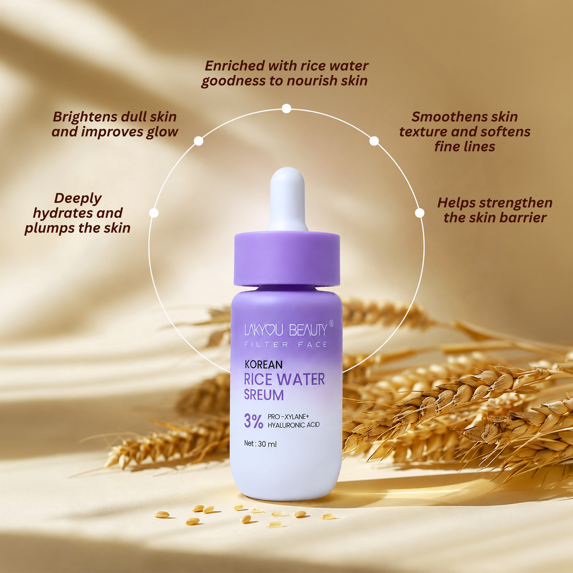 Lakyou Beauty - Filter Face Korean Rice Water Serum | Hydrating & Brightening Face Serum