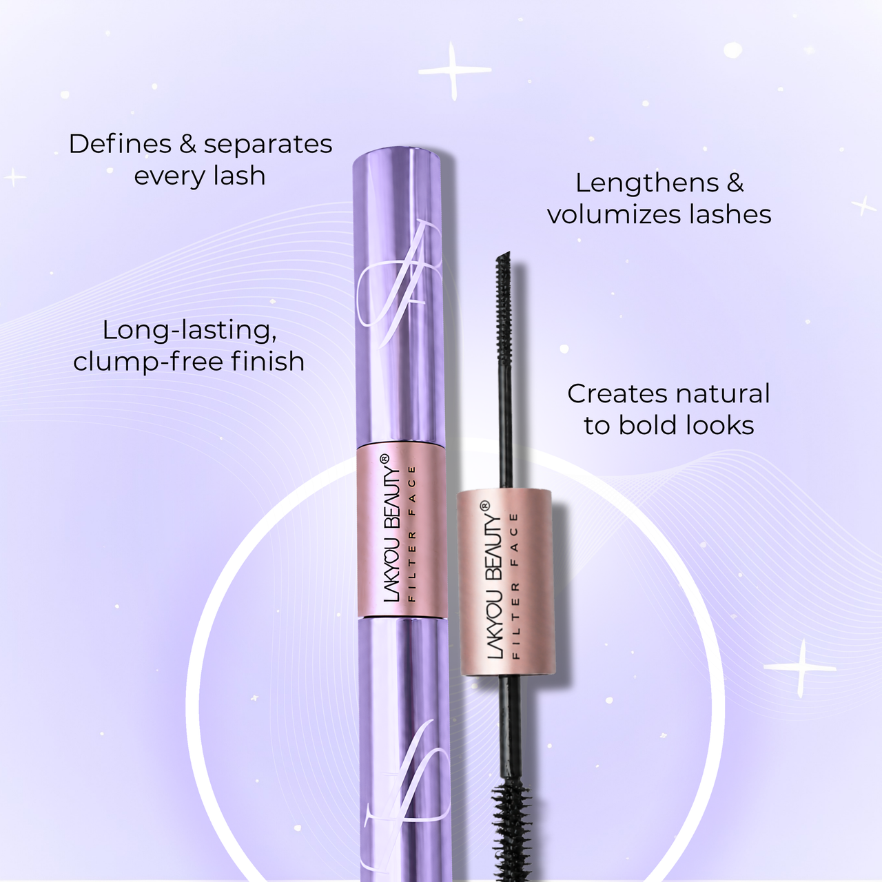 Lakyou Beauty -Filter Face | Double Headed Mascara | Lengthening & Volumizing 2-in-1 Mascara