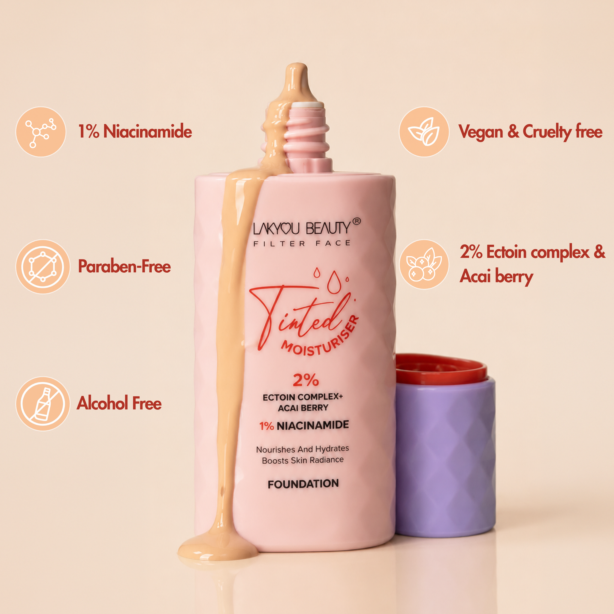 Lakyou Beauty Tinted Moisturiser + Foundation | 2% Ectoin Complex & 1% Niacinamide