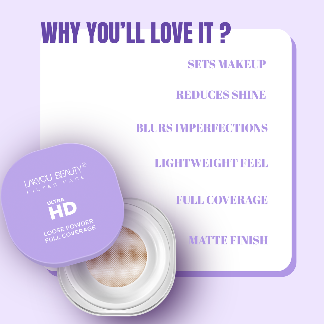 Lakyou Beauty -Filter Face Ultra HD Loose Powder | Translucent Airbrush Setting Powder for All Skin Tones
