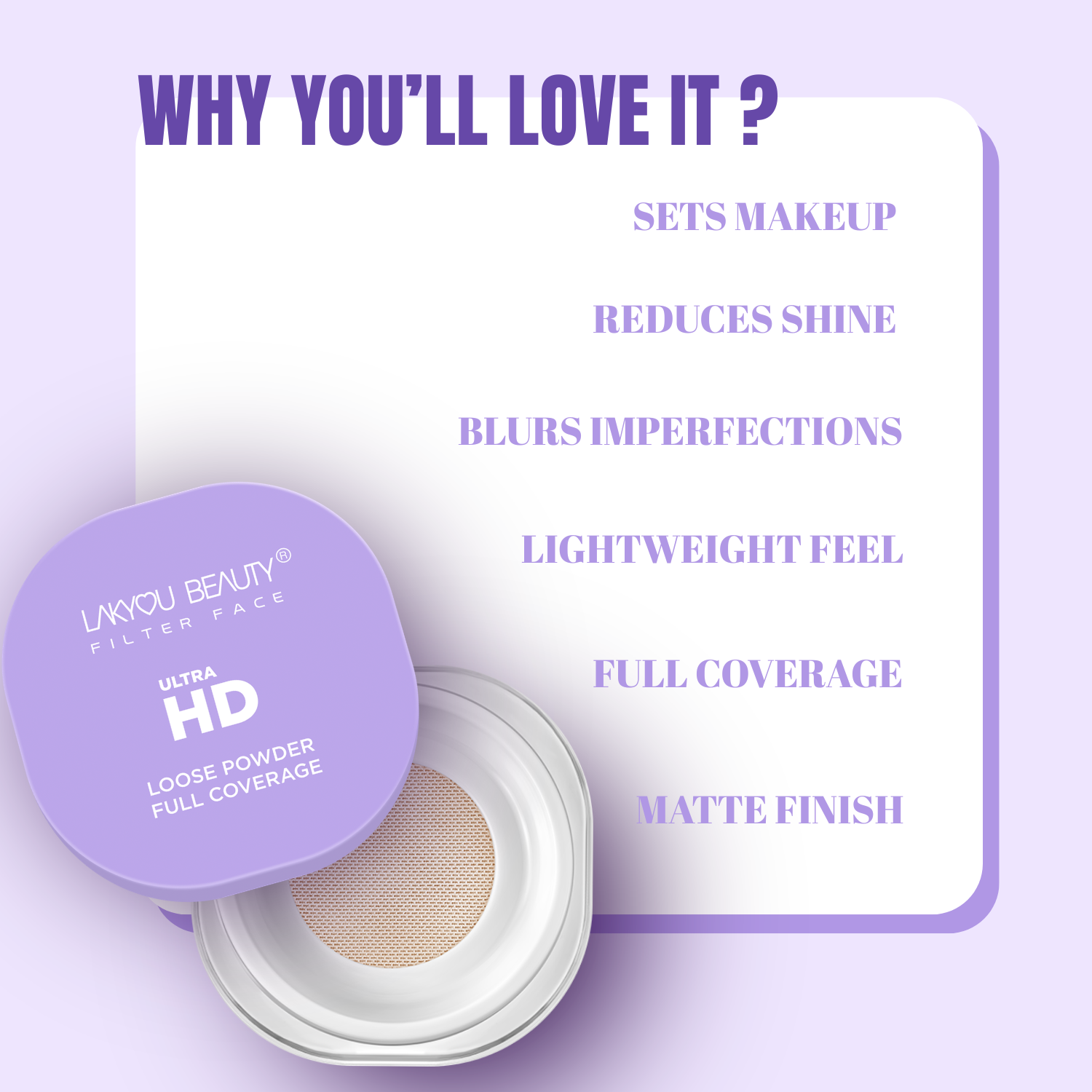 Lakyou Beauty -Filter Face Ultra HD Loose Powder | Translucent Airbrush Setting Powder for All Skin Tones