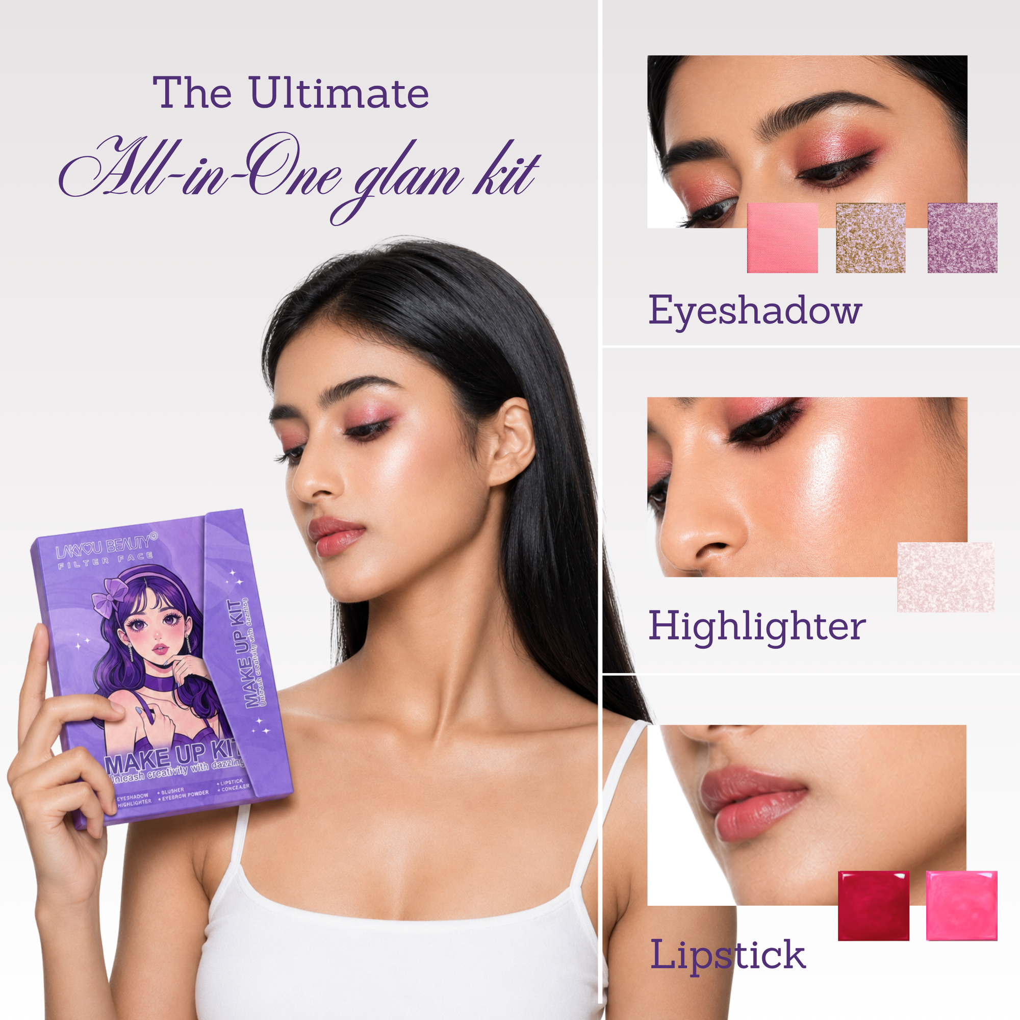 Lakyou Beauty - Filter Face  | All In One Make-Up Kit | Complete Face, Eye & Lip Makeup Kit