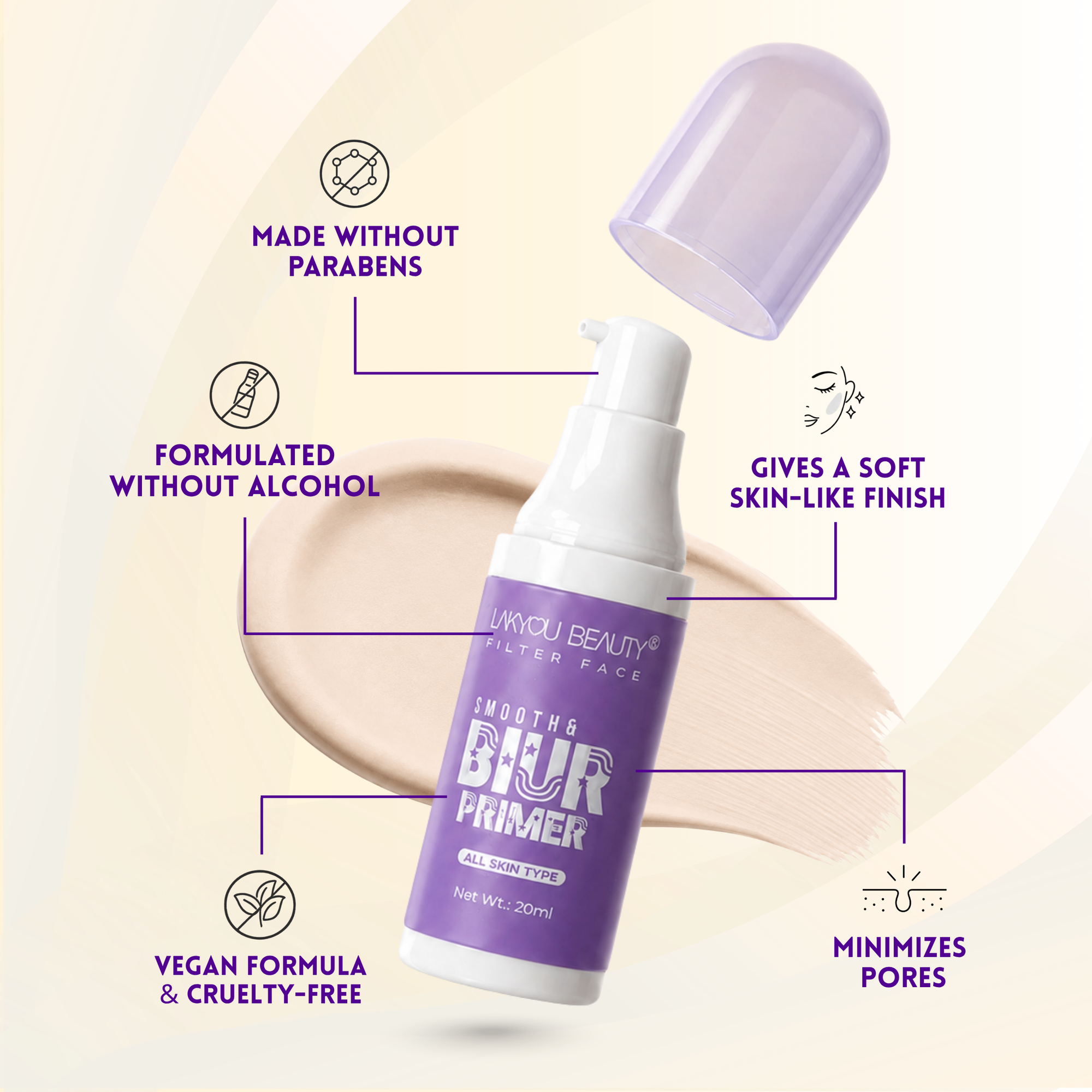 Lakyou Beauty Smooth & Blur Primer | Pore Minimizing Makeup Primer