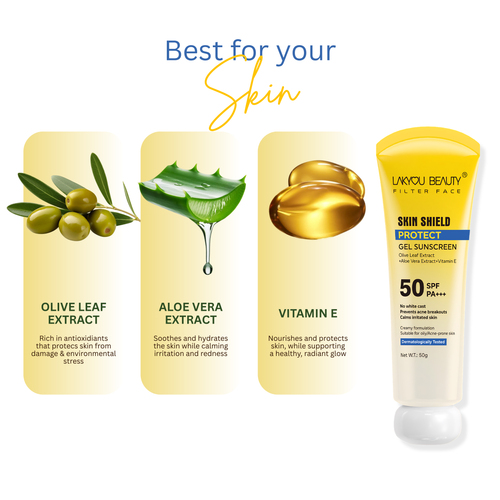 Lakyou Beauty - Skin Shield Sunscreen SPF 50 PA+++ | Olive Leaf, Aloe Vera & Vitamin E
