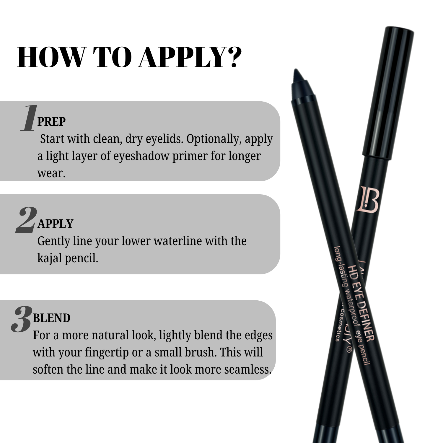 Lakyou Beauty - Kajal + Sharpener | Deep Black Smudge Proof Long Lasting Kajal