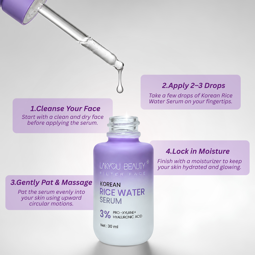 Lakyou Beauty - Filter Face Korean Rice Water Serum | Hydrating & Brightening Face Serum