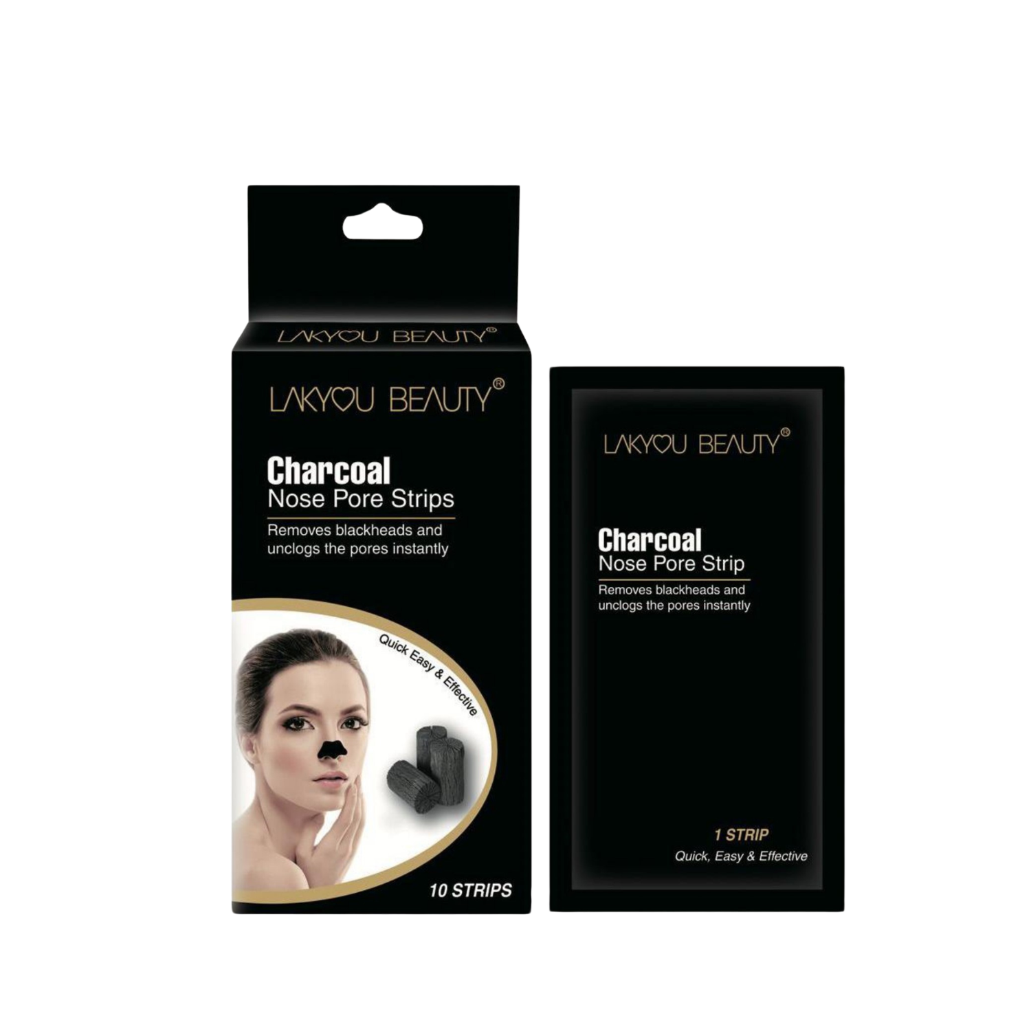 Lakyou Beauty - Charcoal Pore Strips | Deep Cleansing Blackhead Removal Strips