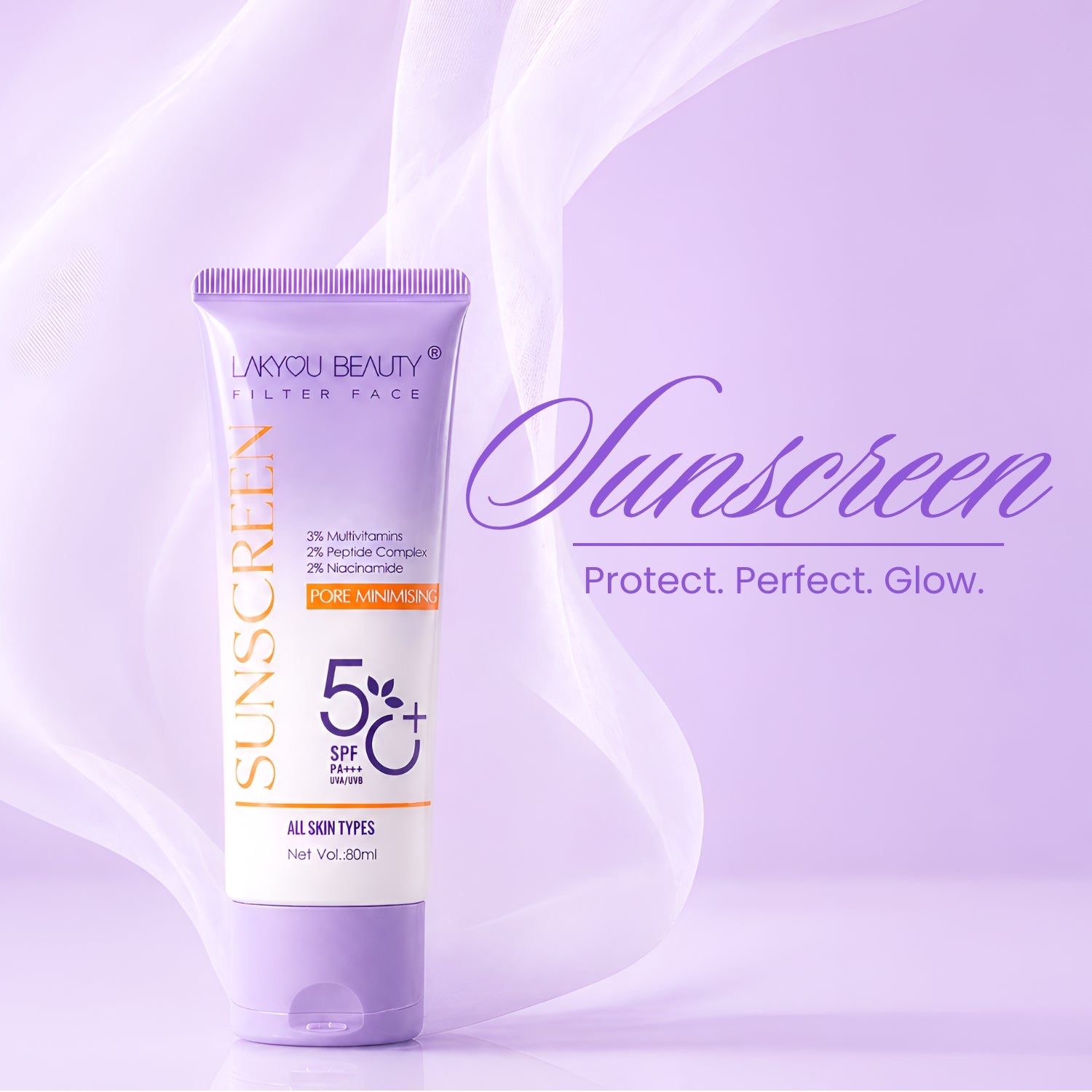 Lakyou Beauty Glass Skin Sunscreen SPF 60 PA+++ | Hydrating UV Protection & Dewy Glow