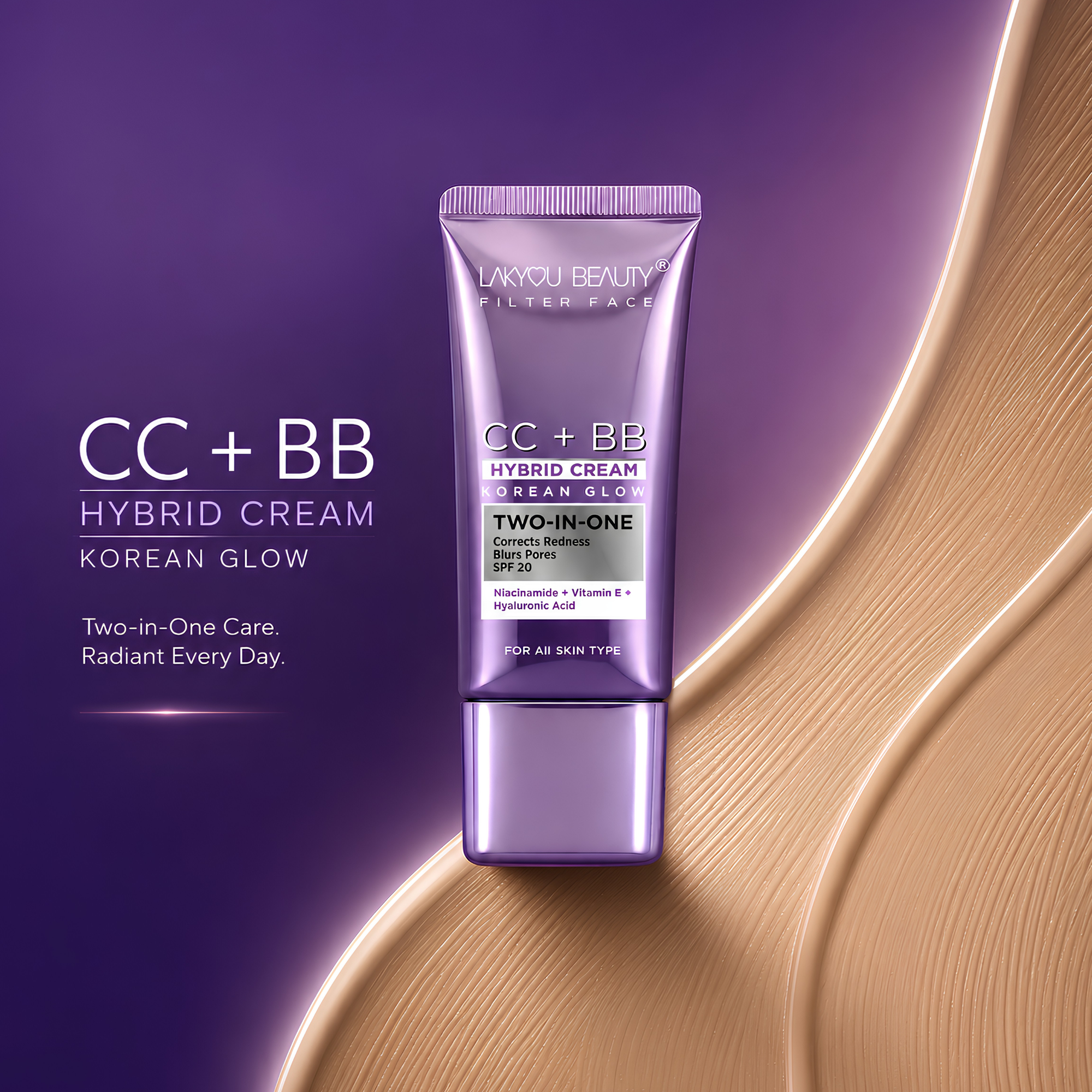 Lakyou Beauty CC + BB Cream SPF 20 | Niacinamide, Vitamin E & Hyaluronic Acid